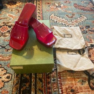 Authentic Gucci red rubber heels. Kitten heels are about 2 in high. Size 7.5